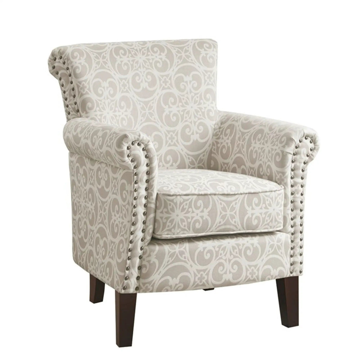 Brooke Tight Back Club Chair | Round Arms | Nailhead Trim | High-Density Foam