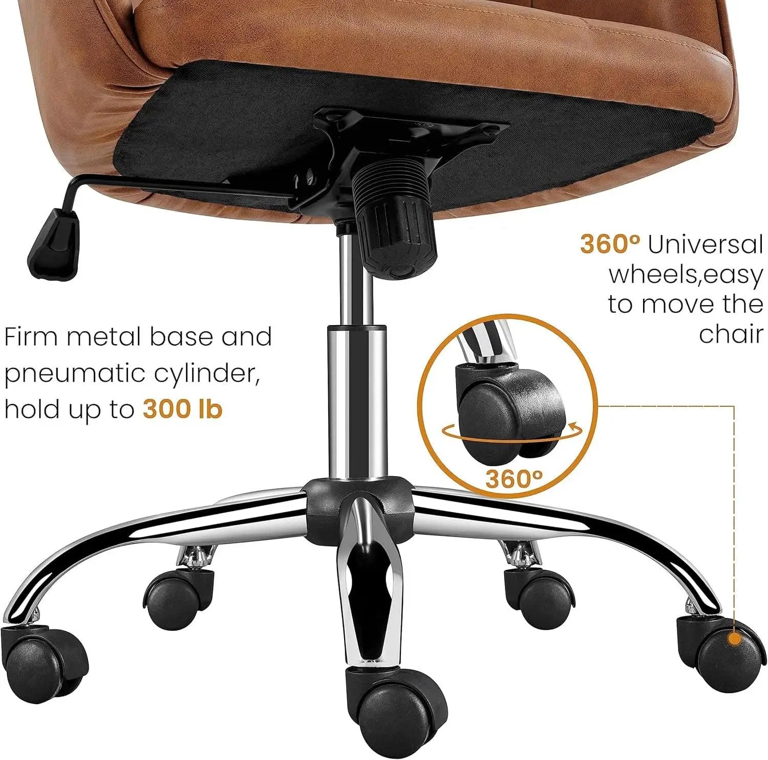 Brown Faux Leather Desk Chair With Adjustable Tilt from PriceLows™
