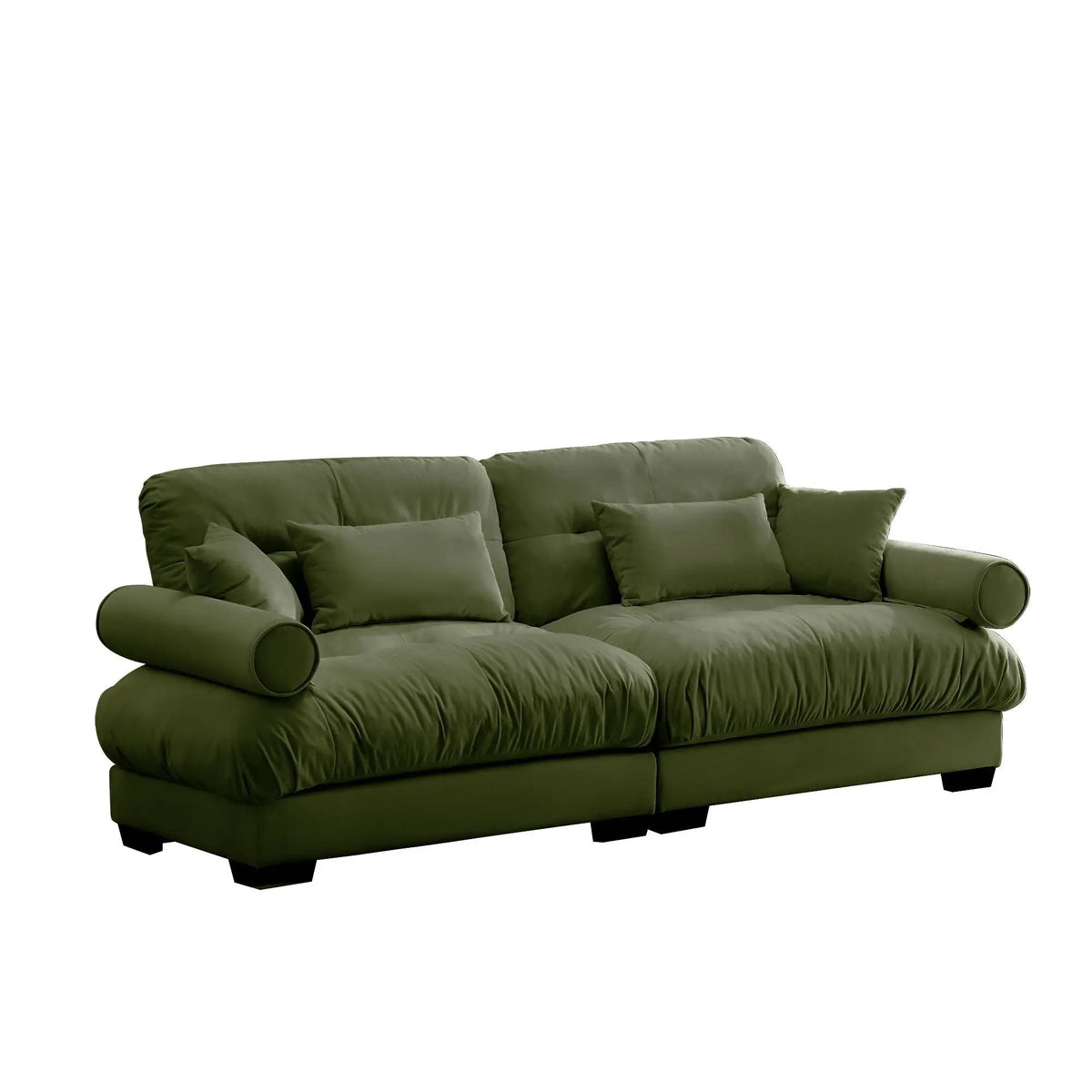 Modern Sofa | Bolstered Armrests | Cloud Cushions | Vintage Fabric