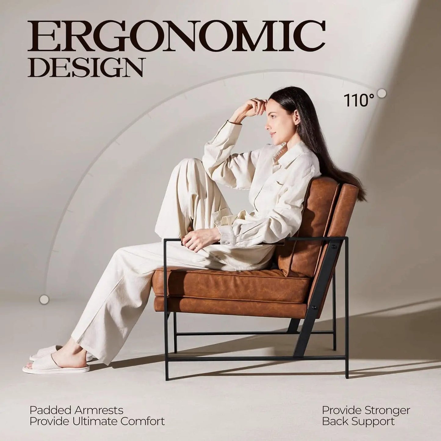 Luxurious PU Leather Armchair Set Ultrasoft Chestnut from PriceLows™