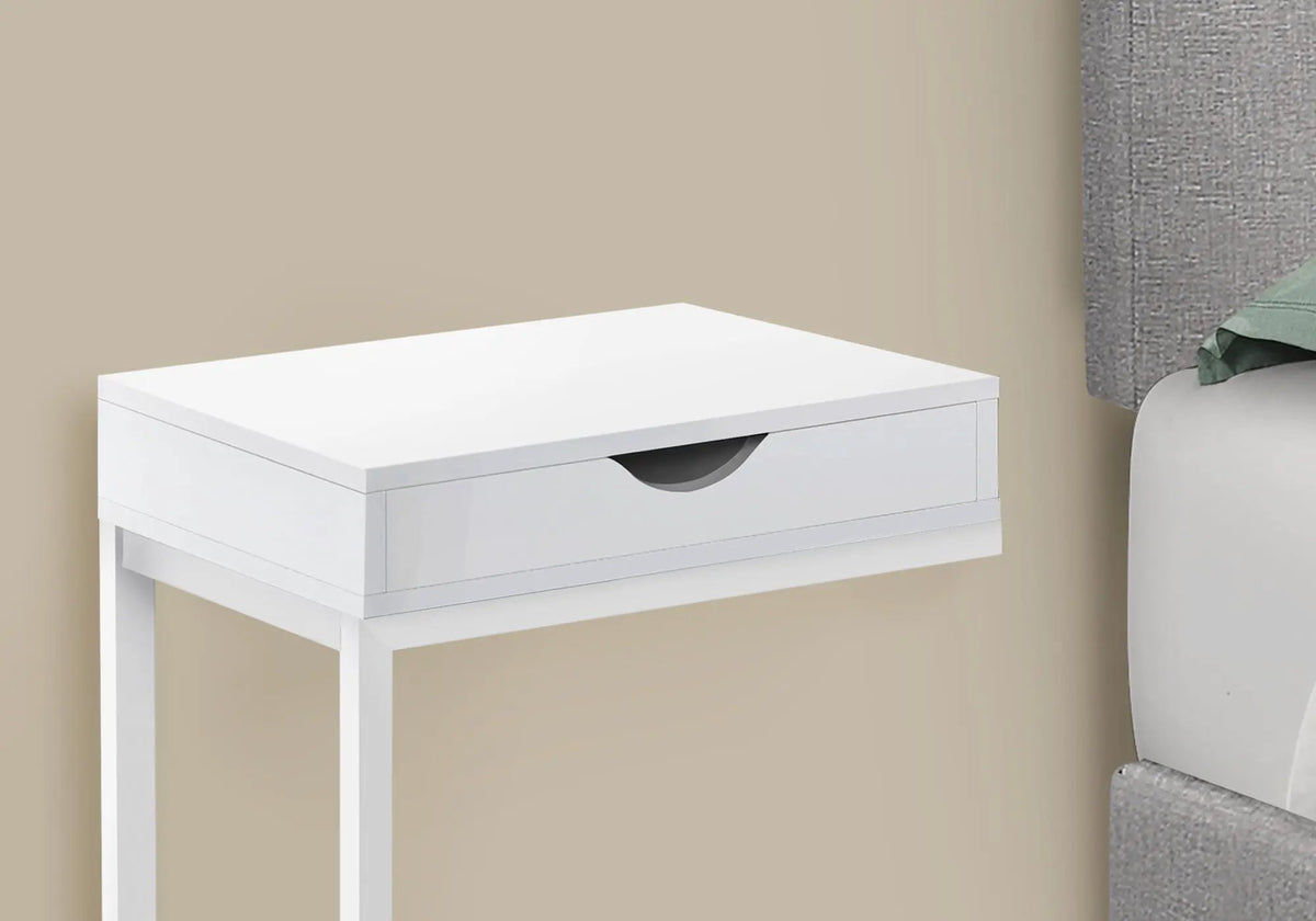 C-Shaped Accent Table | Sturdy Metal Base | Thick Panel Top | Contemporary Design