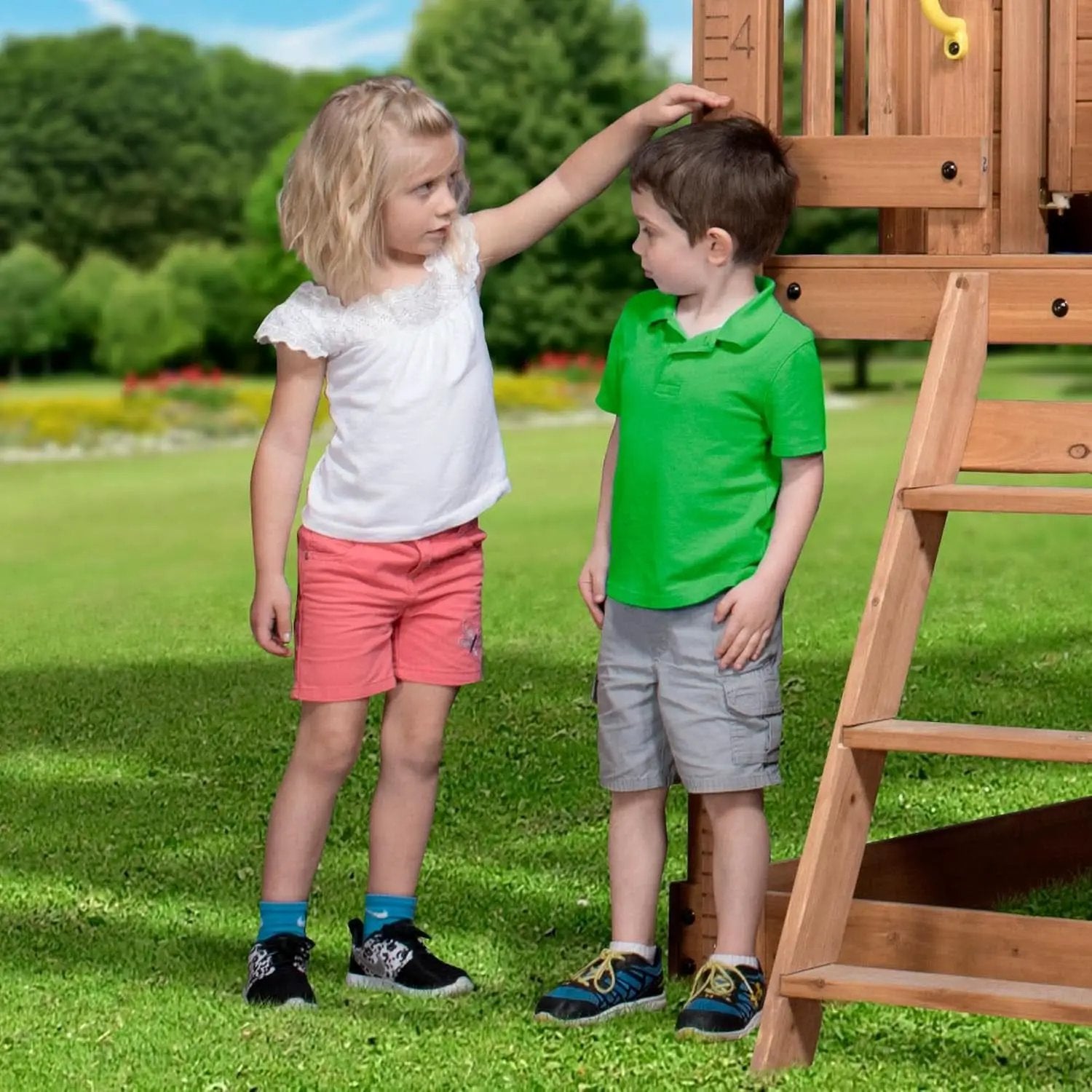 Premium Outdoor Cedar Playhouse With Integrated Kitchen from PriceLows™