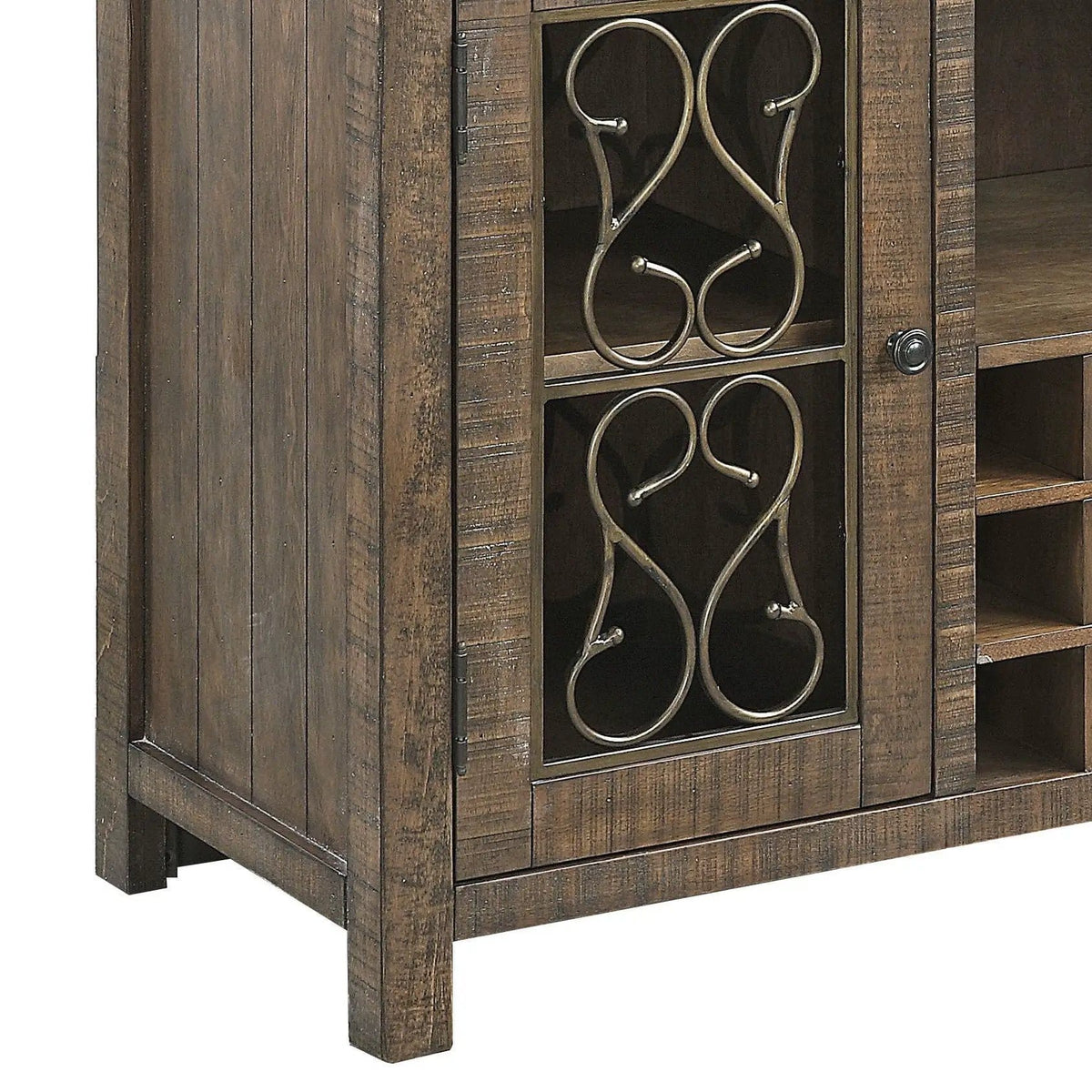 Raphaela Server With Cup Holder & Wine Rack | 18 x 56 x 36 in | Metal | Cherry