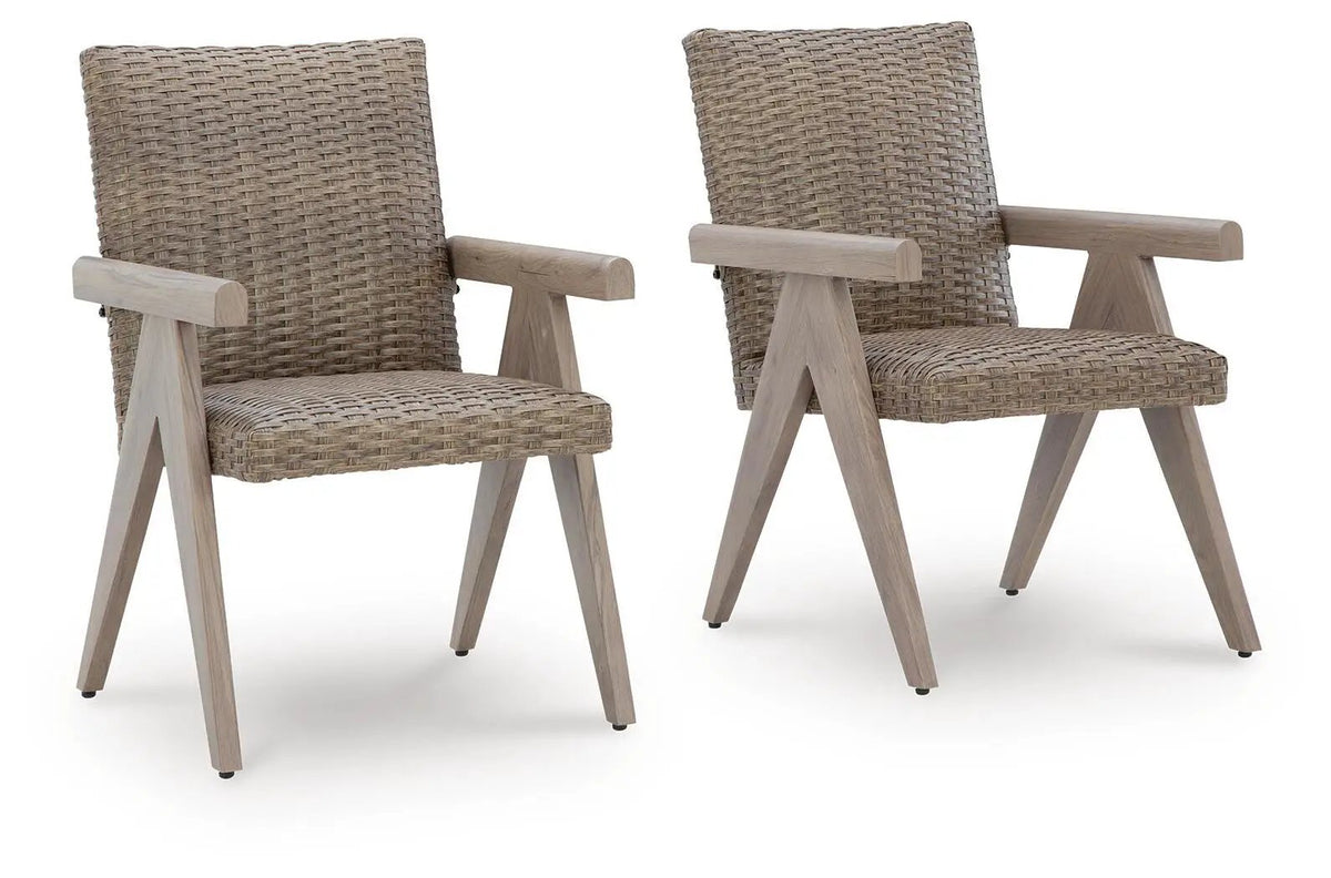 Cliff Trails Arm Chairs | Set Of 2 | Beige | Upholstered Seats