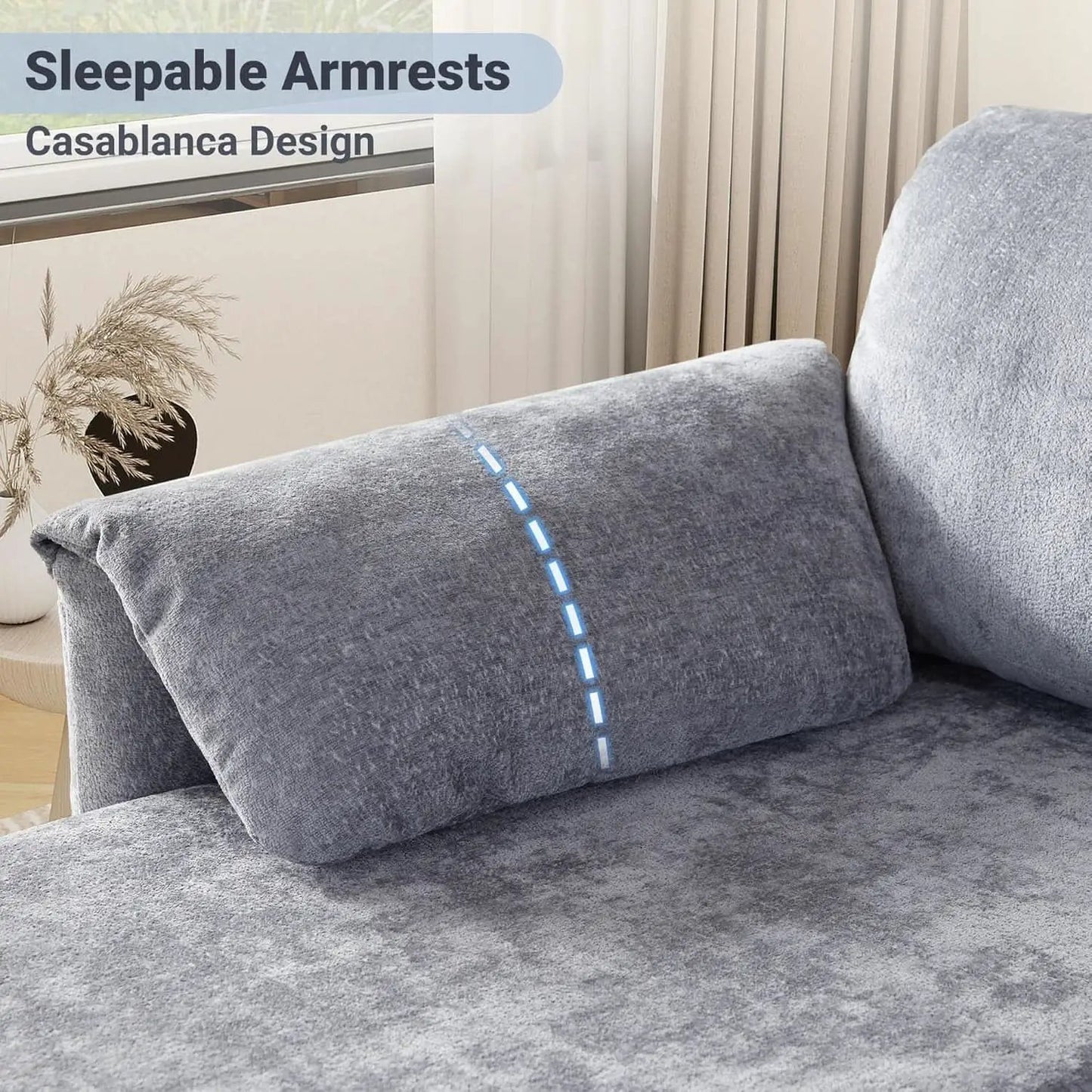 LightGray 83In Convertible PullOut Sofa Bed USBCharging from PriceLows™