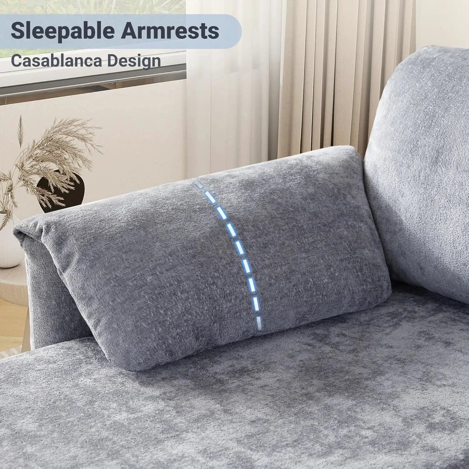 LightGray 83In Convertible PullOut Sofa Bed USBCharging from PriceLows™