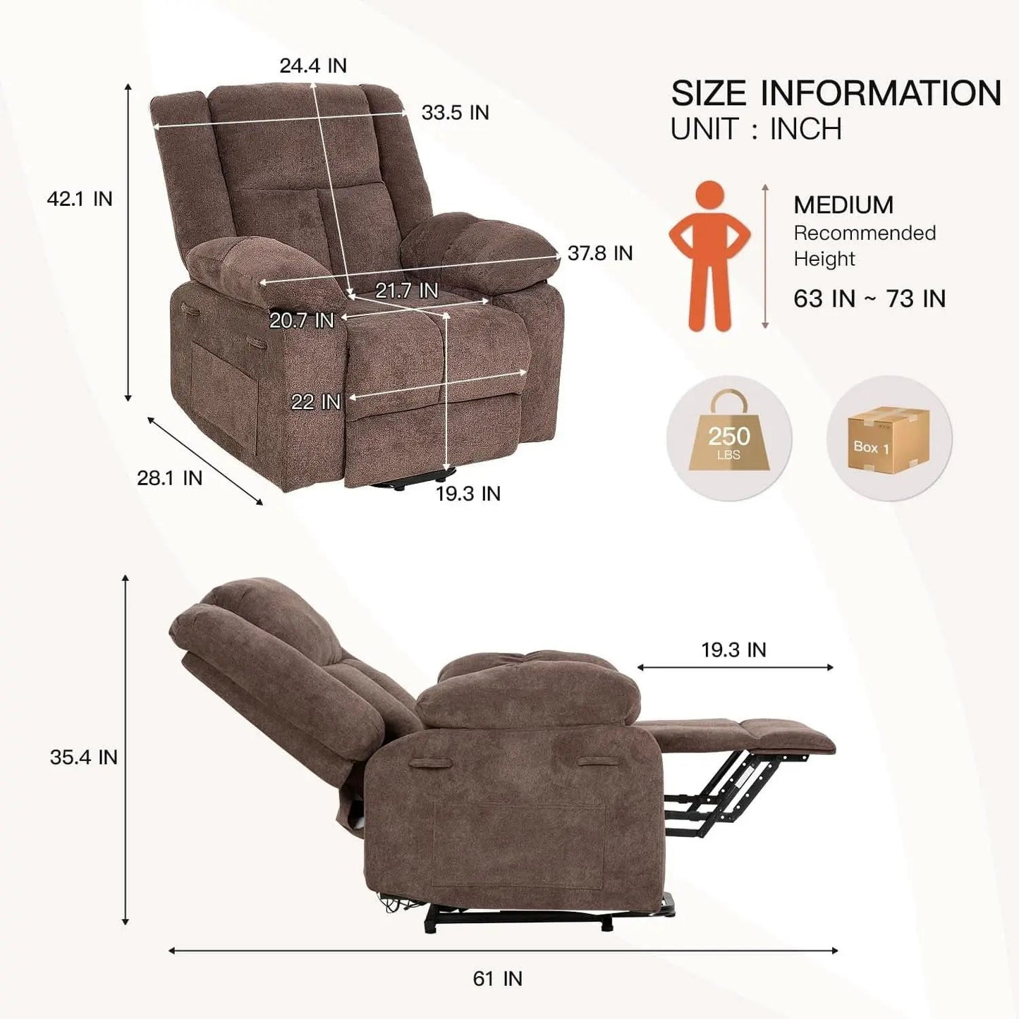 Electric Power Lift Recliner Chair With Massage And Heat from PriceLows™