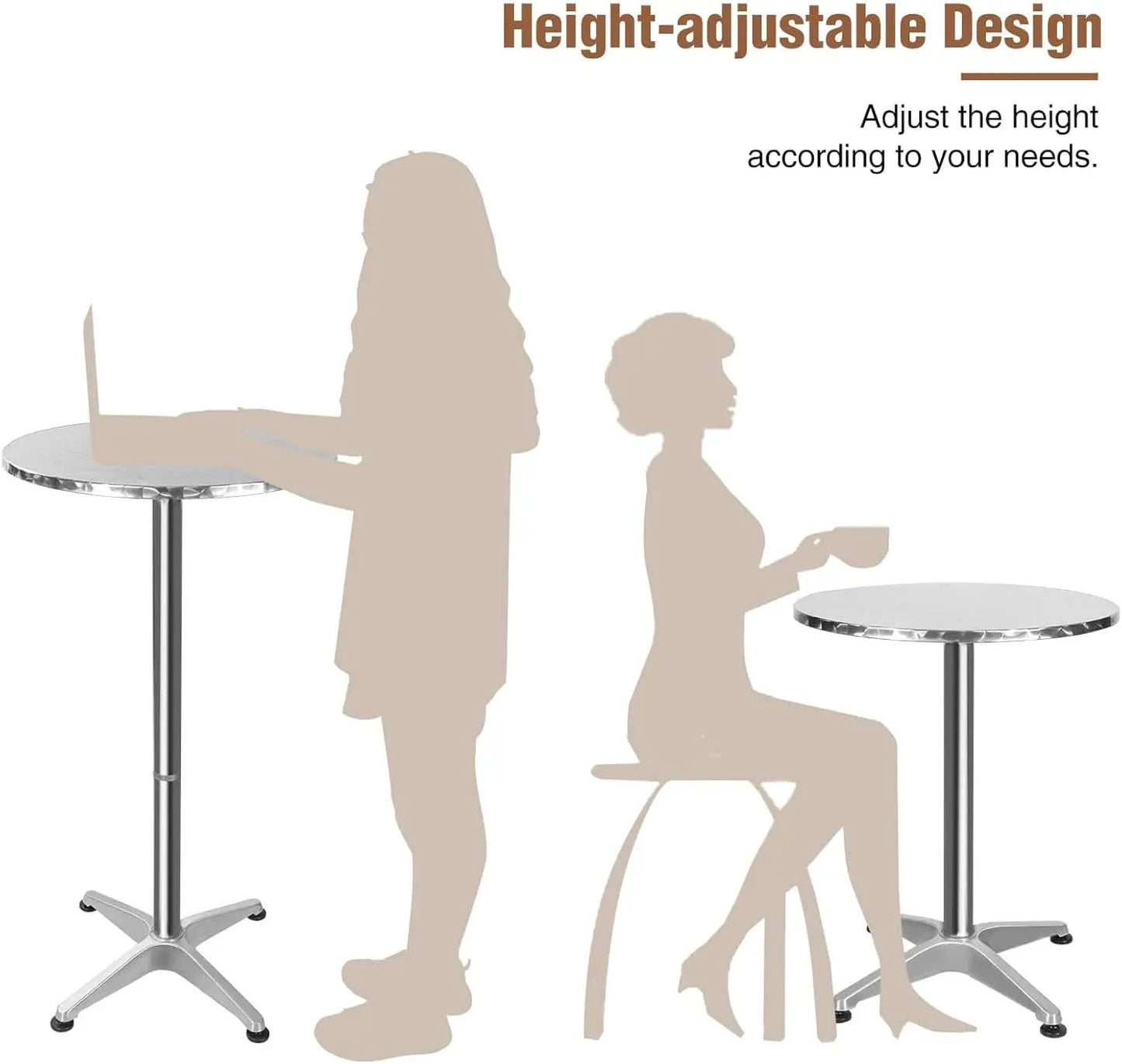 24 Inch Folding Pub Table With Black Height Adjustable from PriceLows™