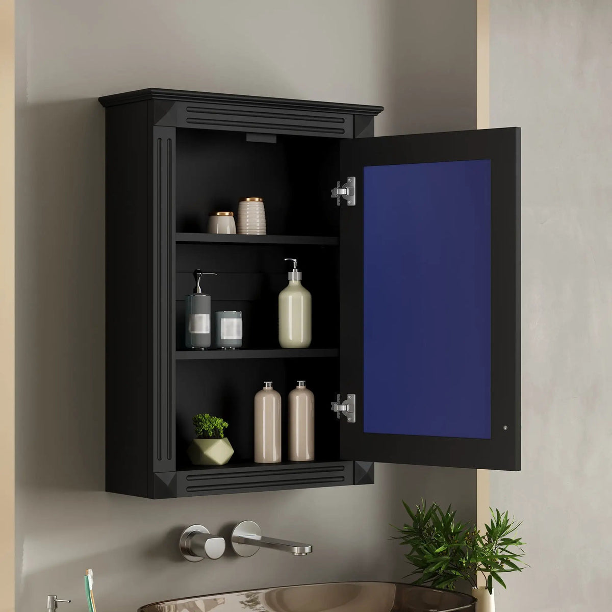 Over-Toilet Medicine Cabinet | Wall Mounted | Full-Length Mirror | Height-Adjustable Shelf