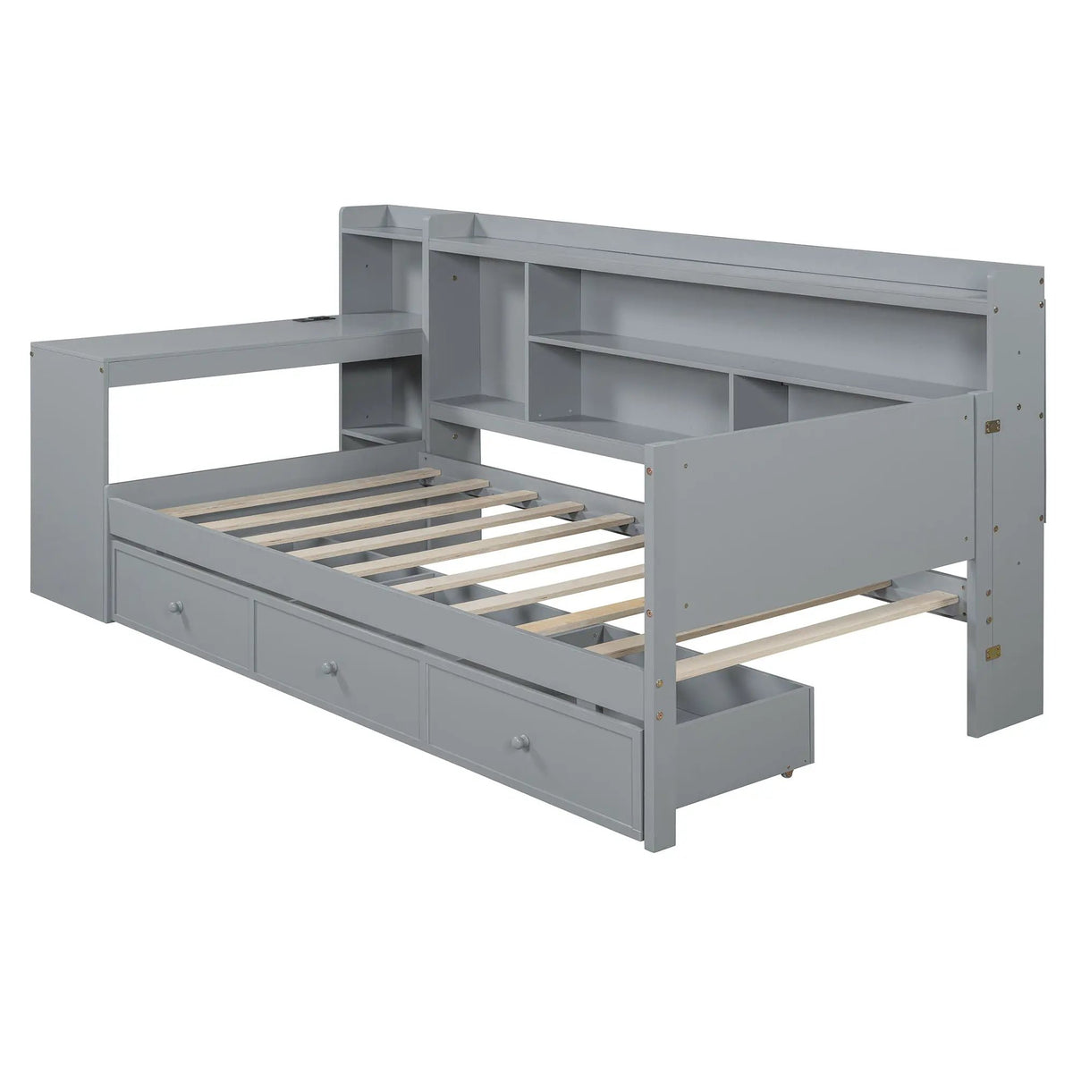 Pine Wood Daybed | 3 Drawers | USB Ports | Built-In Desk
