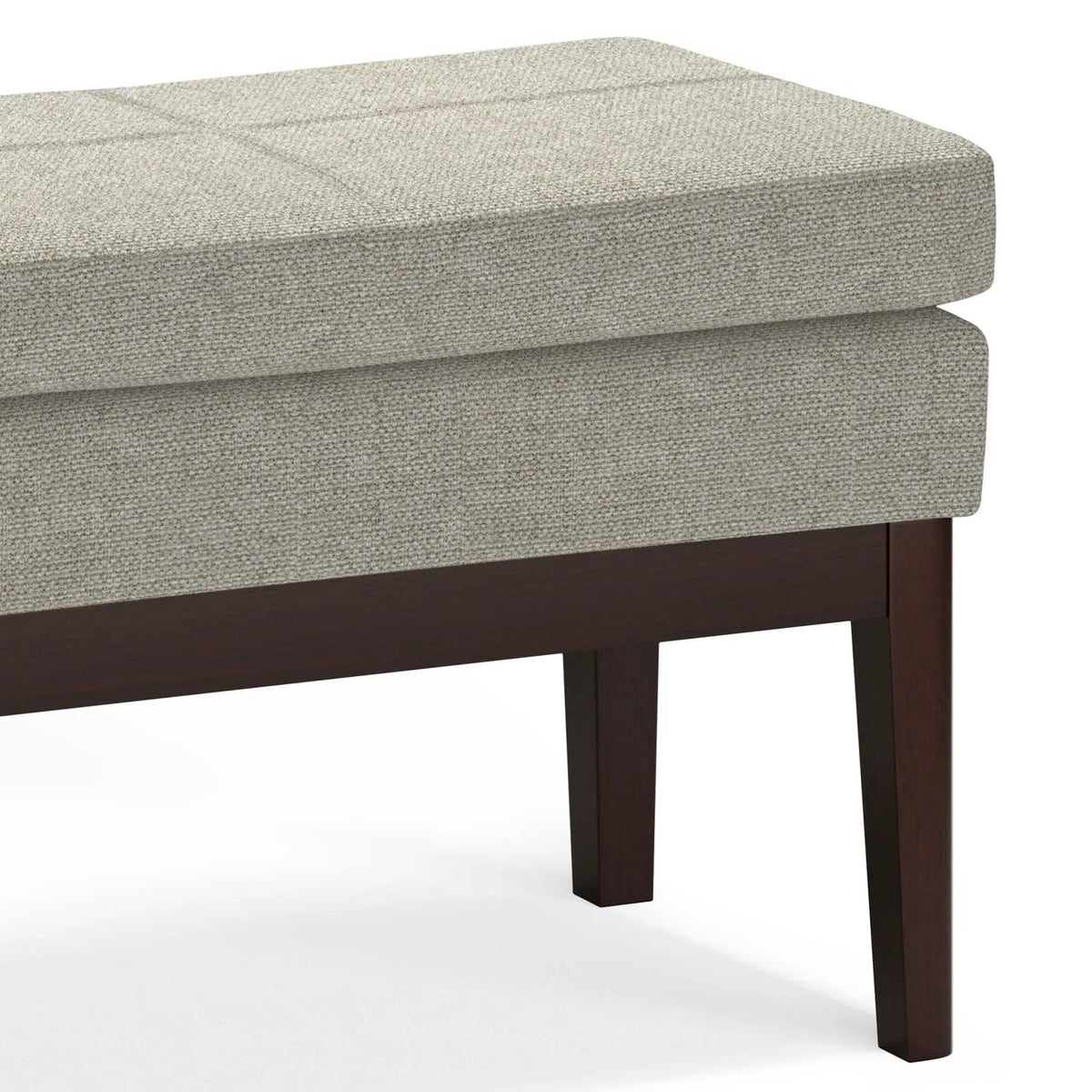 Carlson Ottoman Bench | Mid-Century Design | Top Stitching Detail | Webbed Seat Support