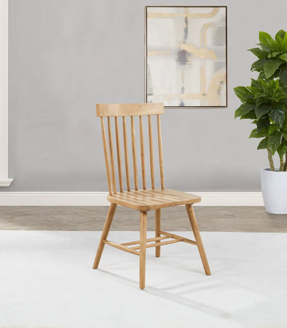 Andrews Windsor Spindle Back Dining Side Chair Light Ash (Set of 2) | 19 x 21.25 x 39.25 in | Rubberwood & Veneer | Dining Room