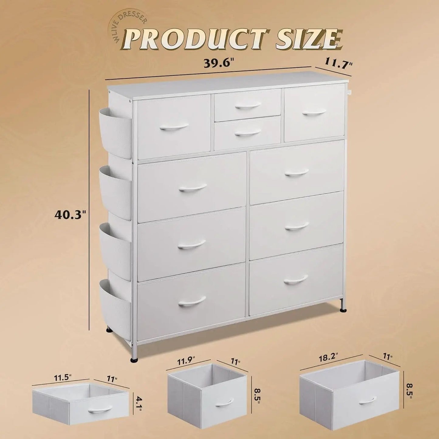 White Dresser 10 Drawer Storage Chest With Metal Frame from PriceLows™