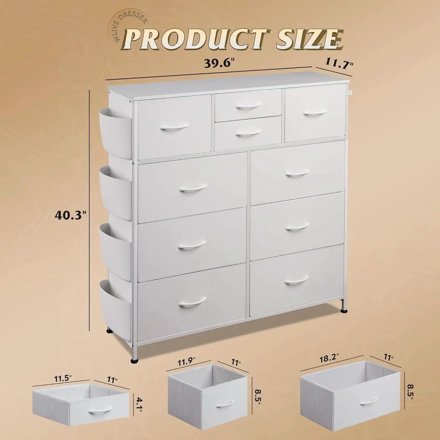 White Dresser 10 Drawer Storage Chest With Metal Frame from PriceLows™