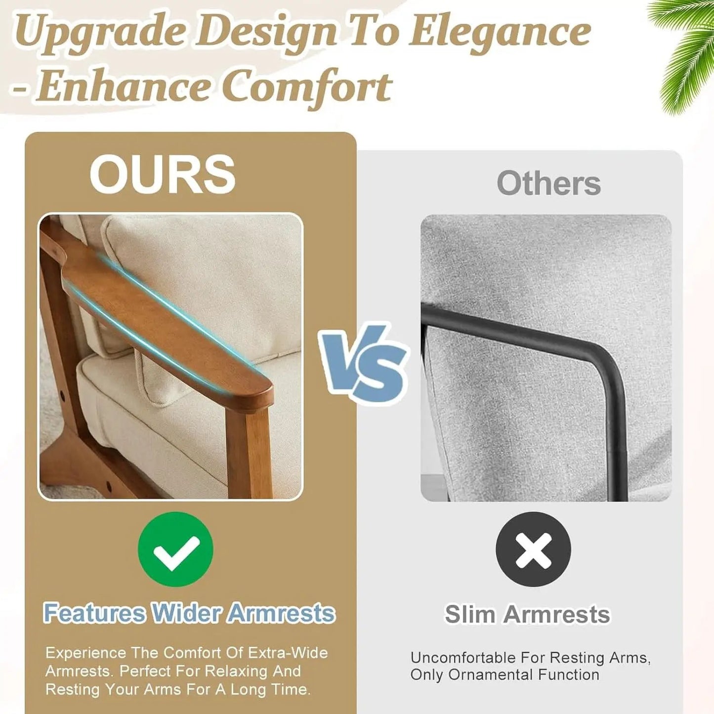 Beige Linen Upholstered Accent Chair Wide Armrests from PriceLows™