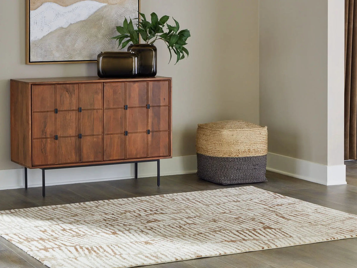 Uduak Area Rug | 94.5 x 118.5 Inch | Abstract Pattern | Neutral Hues
