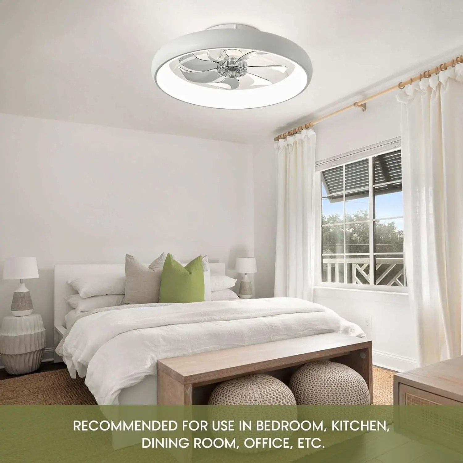 20 Inch Flush Mount Ceiling Fan With Smart Control from PriceLows™