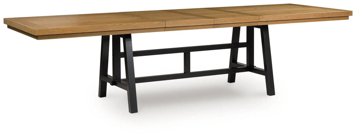 Galliden Rectangular Dining Room Extension Table | 40 x 120.25 x 30 in | Oak Veneer & Mdf | Black / Brown