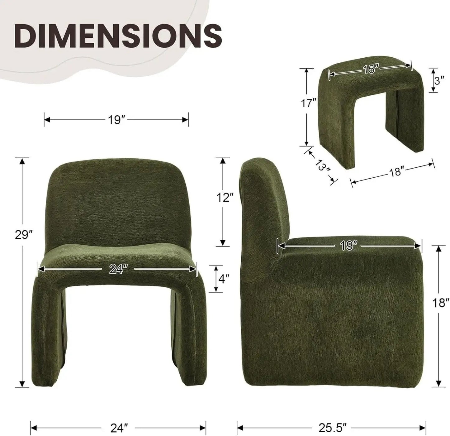 Green Chenille Upholstered Accent Chair With Ottoman from PriceLows™