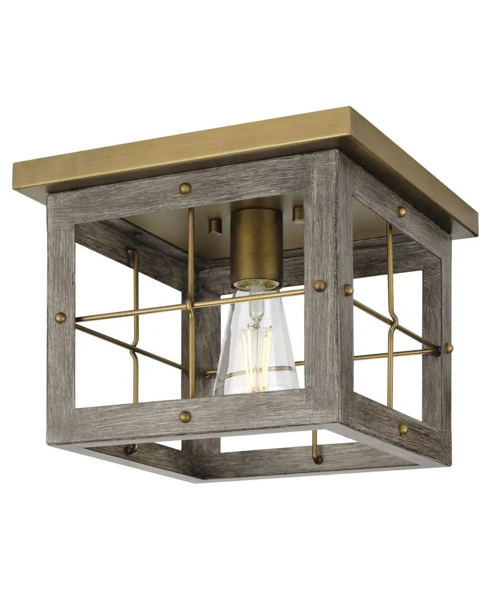 Flush Mount Ceiling Light | Aged Oak | Farmhouse | 11 Inch Width