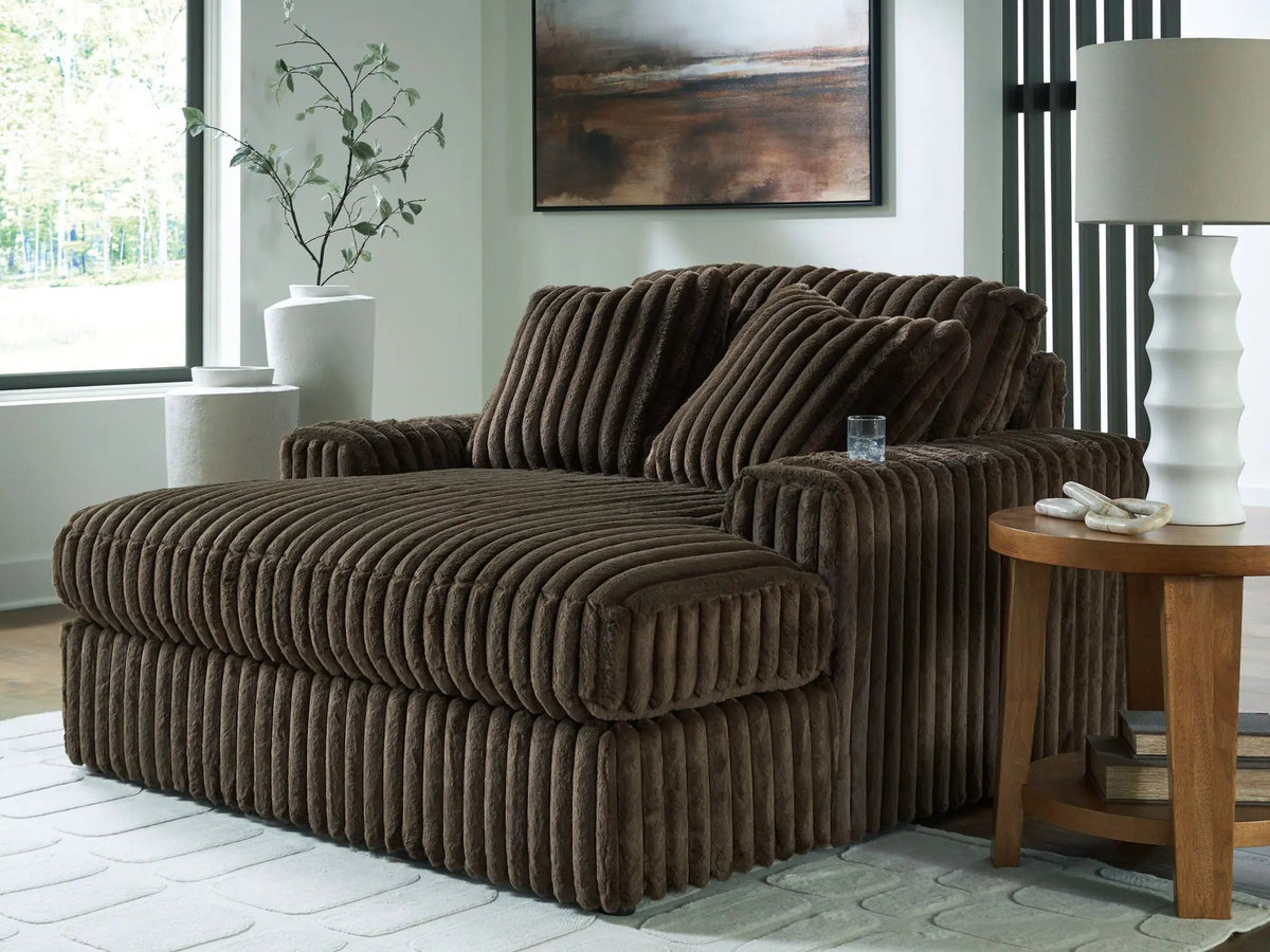 Midnight Madness Oversized Chaise | Jumbo Corduroy Upholstery | Plush Cozy Seating | 64 Inch Length
