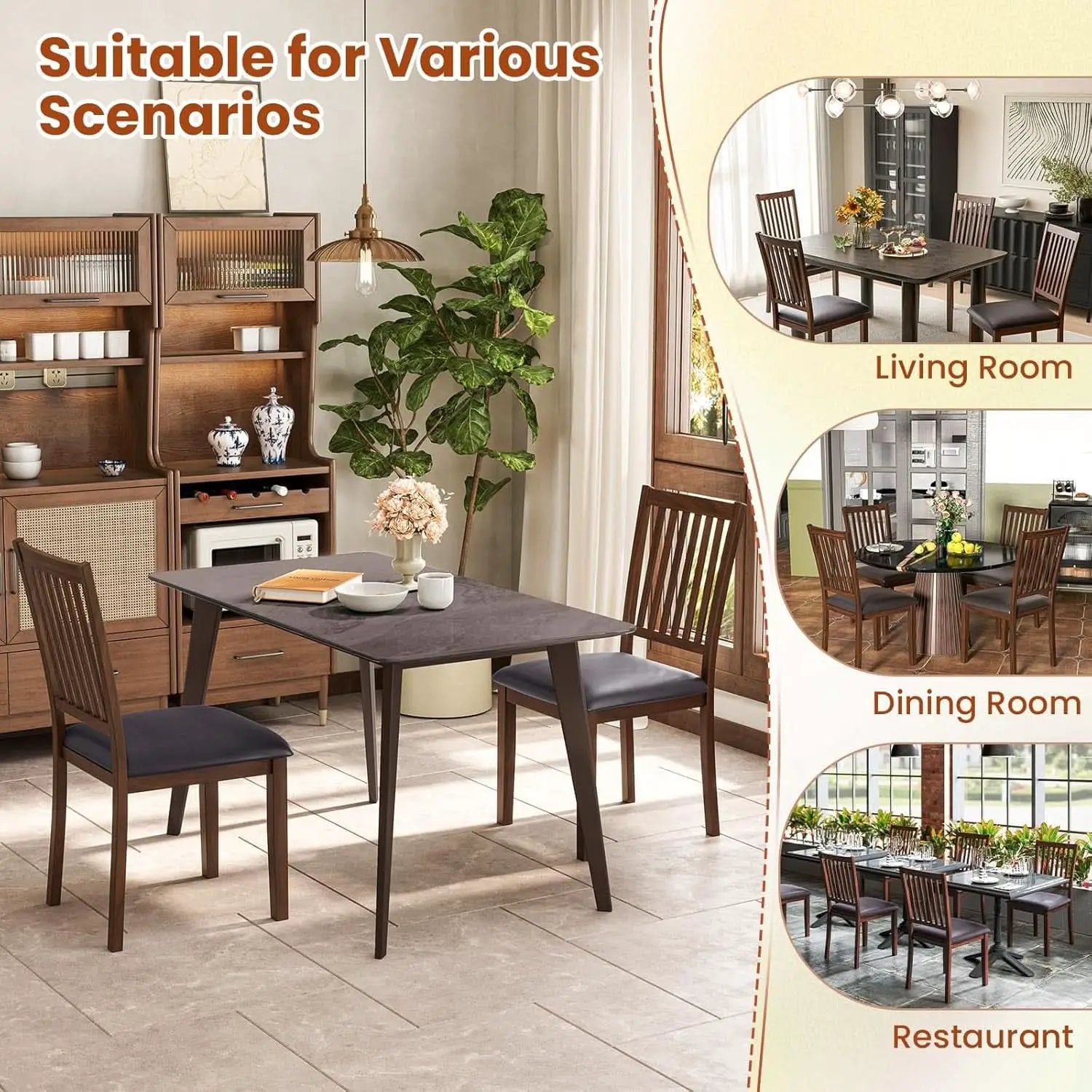 Espresso Slat Back Dining Chairs Set Of 2 For Dining Room from PriceLows™