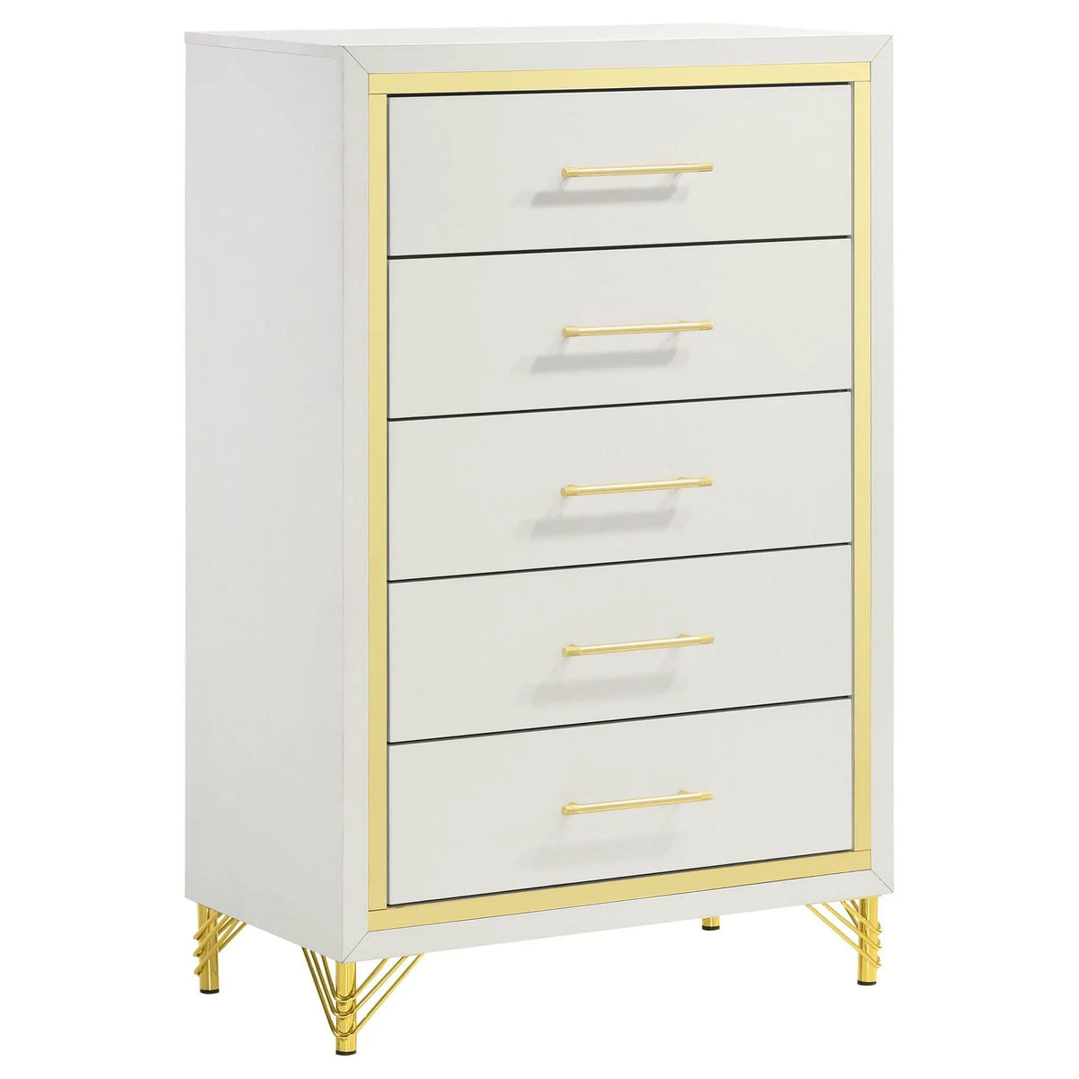Lucia 5-drawer Bedroom Chest of Drawers | 31.5 x 17.25 x 49.25 in | Metal | White