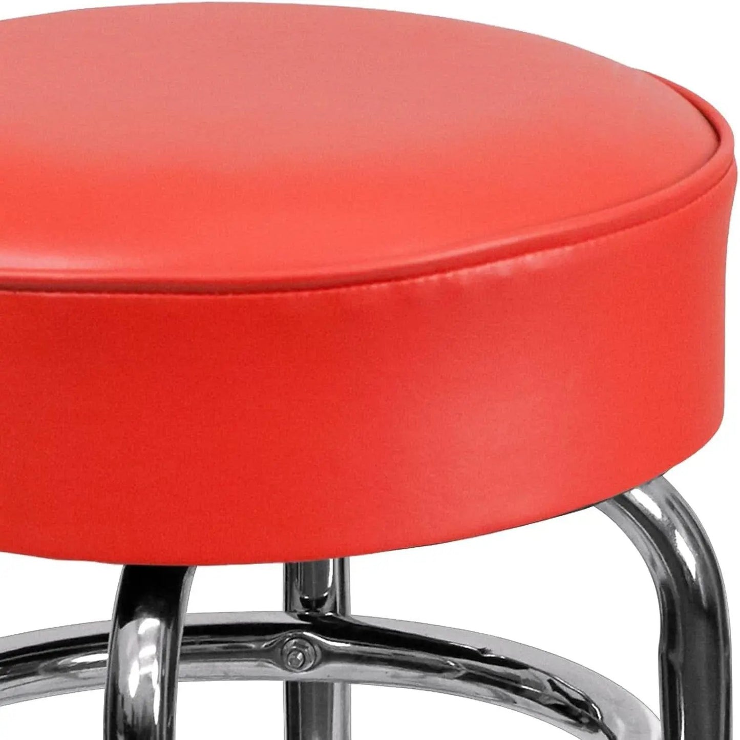 Bruno 2 Pack Chrome Barstool With Red Seat Double Ring from PriceLows™