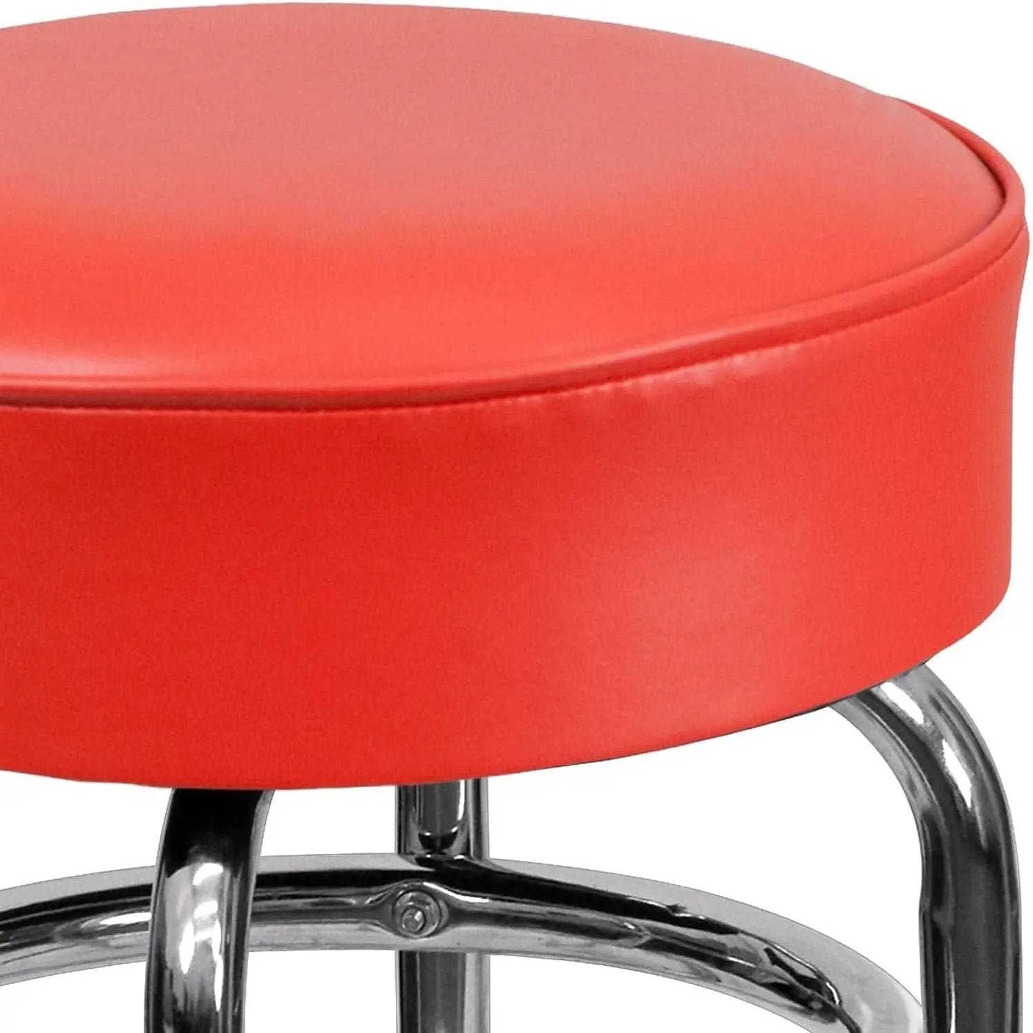 Bruno 2 Pack Chrome Barstool With Red Seat Double Ring from PriceLows™
