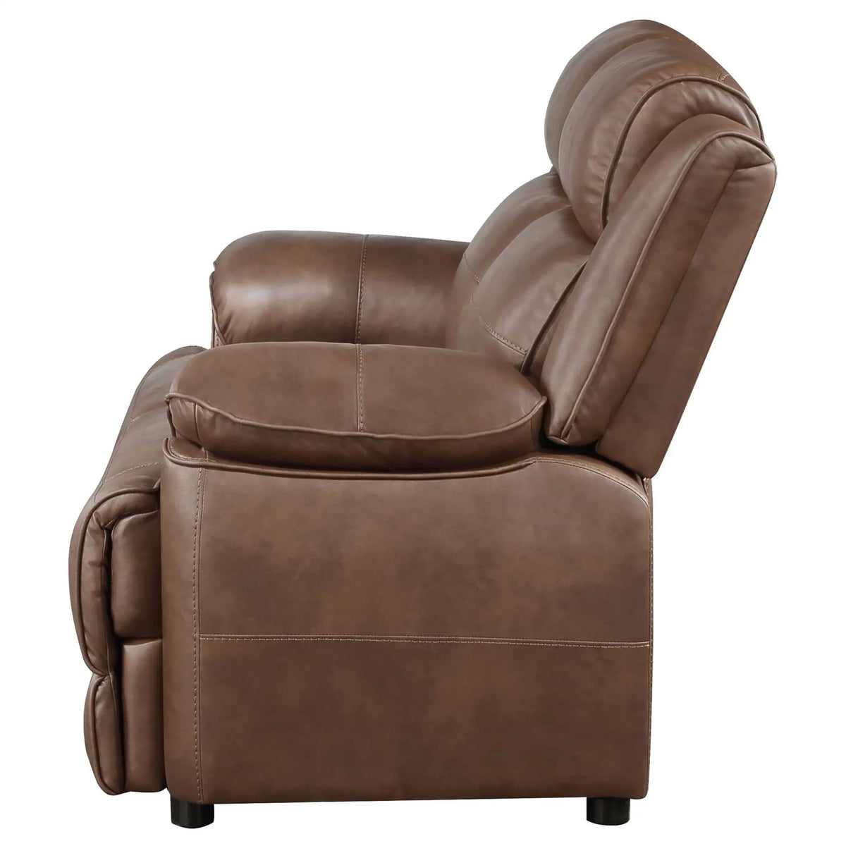 Ellington Upholstered Padded Arm Loveseat | 63 x 39 x 40.5 in | Faux Leather | Dark Brown