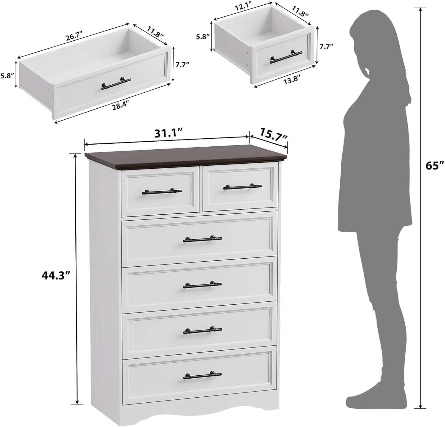 White Farmhouse Dresser FortyFourInchesTall Storage from PriceLows™