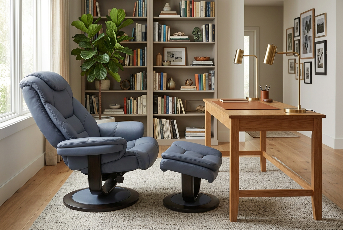 Contemporary Euro Recliner | Plush Cushioning | With Ottoman