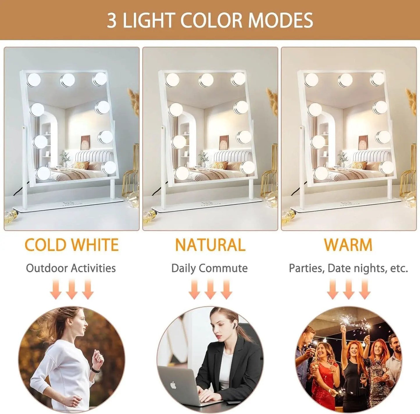 White Vanity Mirror With Light 10X Magnification LED from PriceLows™