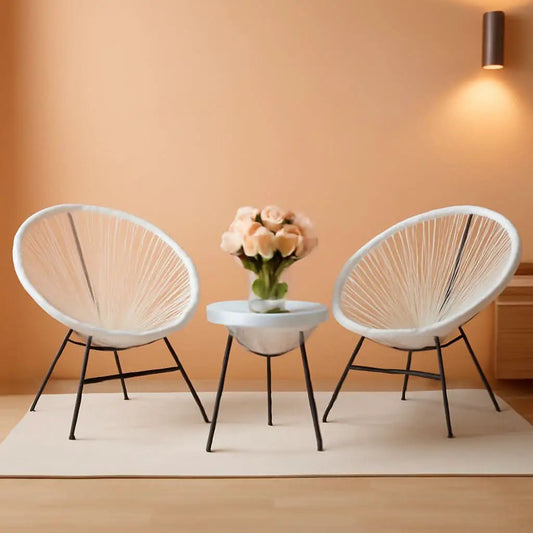 Acapulco Patio Bistro Set 3 Piece Outdoor White With Glass Top from PriceLows™
