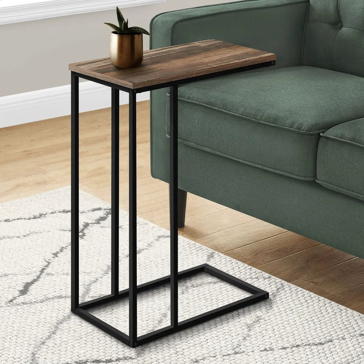 C-Shaped End Table | Space-Saving Design | Sleek Surface | Contemporary Style