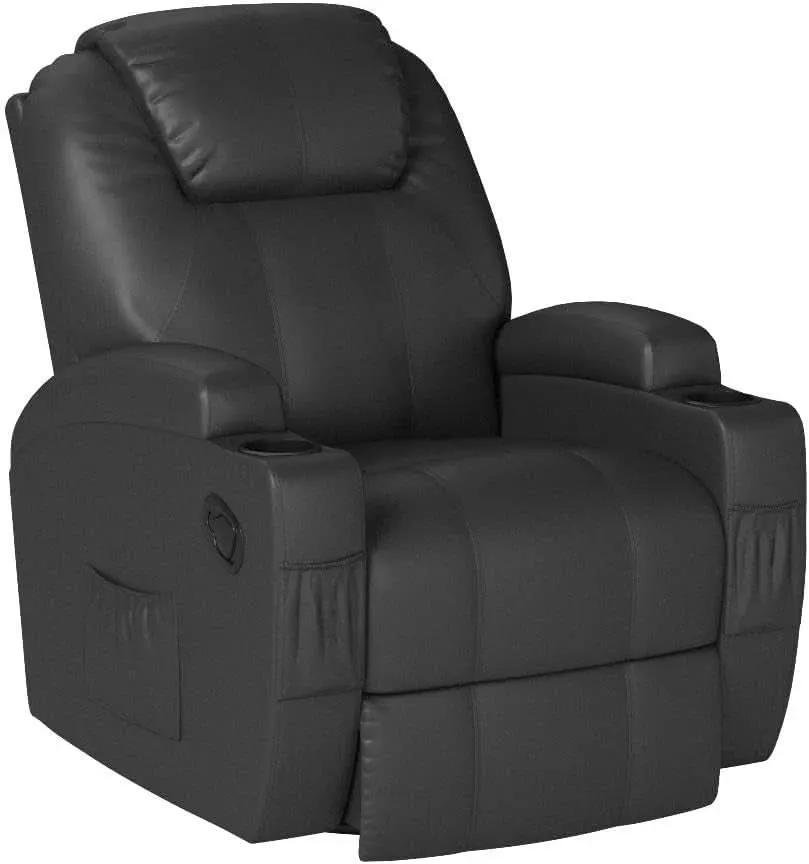 Leather Rocking Recliner With Massage And Heat Swivel from PriceLows™