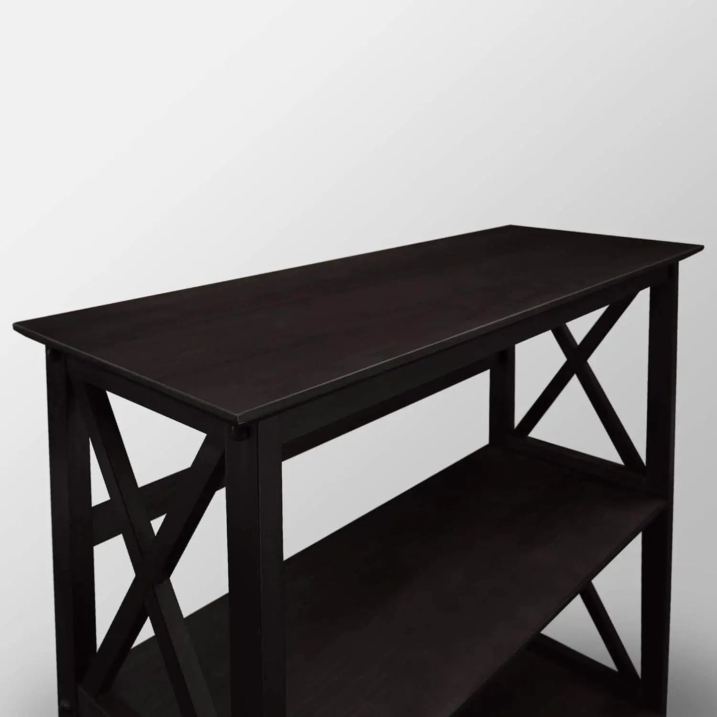 Montego 3 Shelf Bookcase Black Solid Wood Construction from PriceLows™