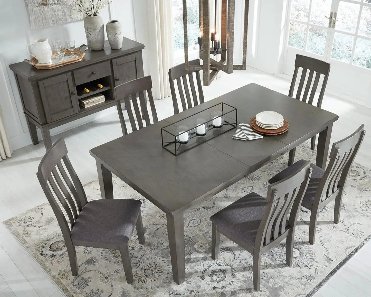 Hallanden Modern Farmhouse Butterfly Extension Dining Table Dark Gray from PriceLows™