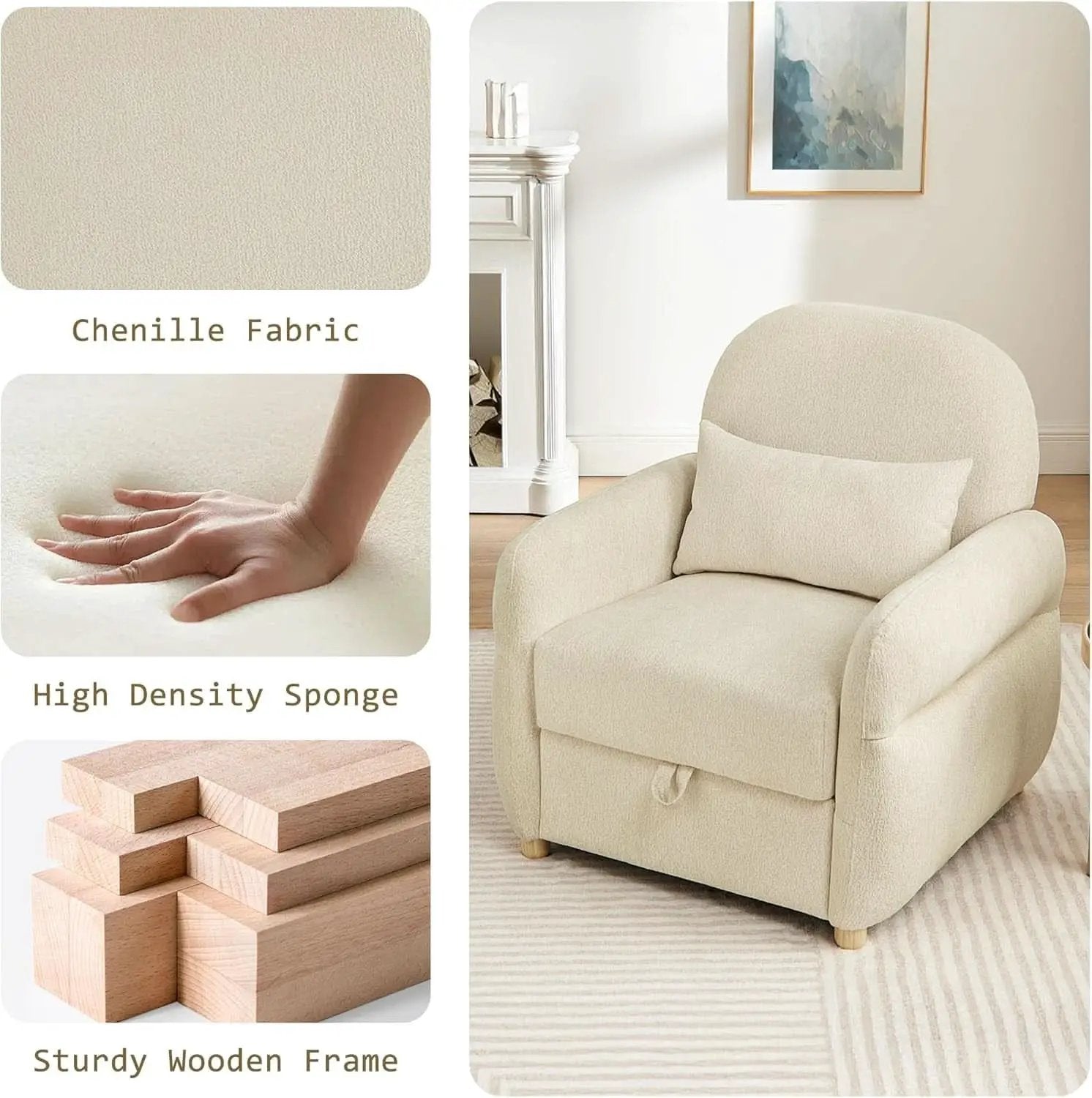 Beige Contemporary Accent Chair With Generous Storage from PriceLows™