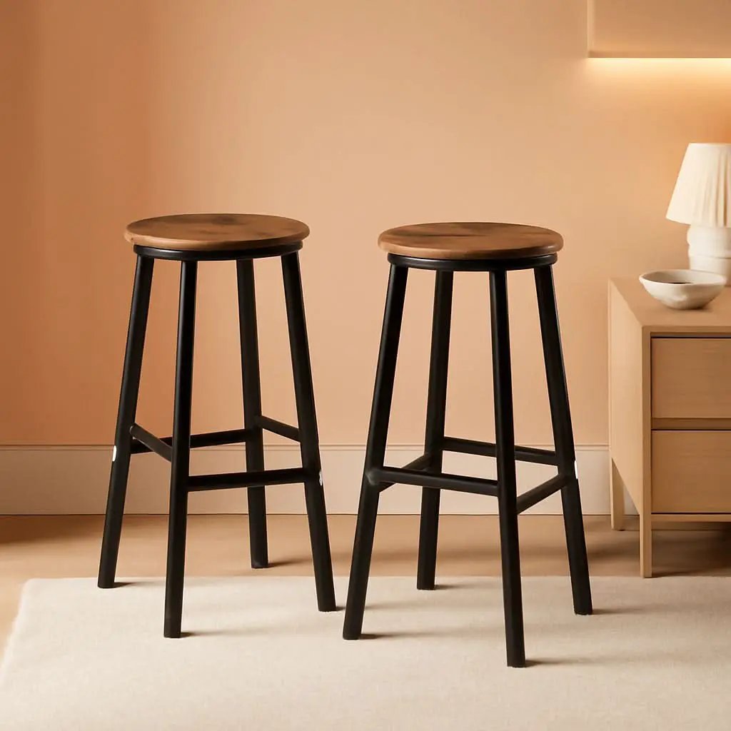 Bar Stools Set Of 2 24.8 Inch Rustic Brown Kitchen Island from PriceLows™