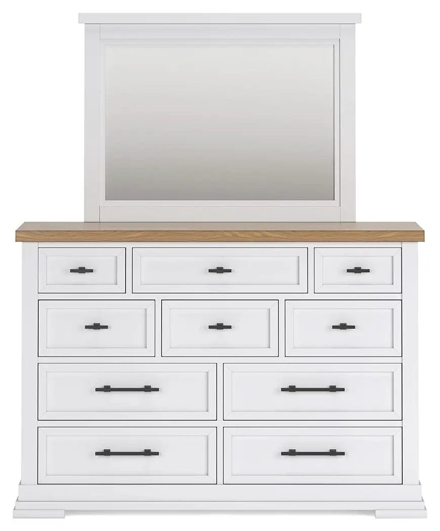 Dresser With Mirror | White Oak Top | Black Hardware | Modern Farmhouse