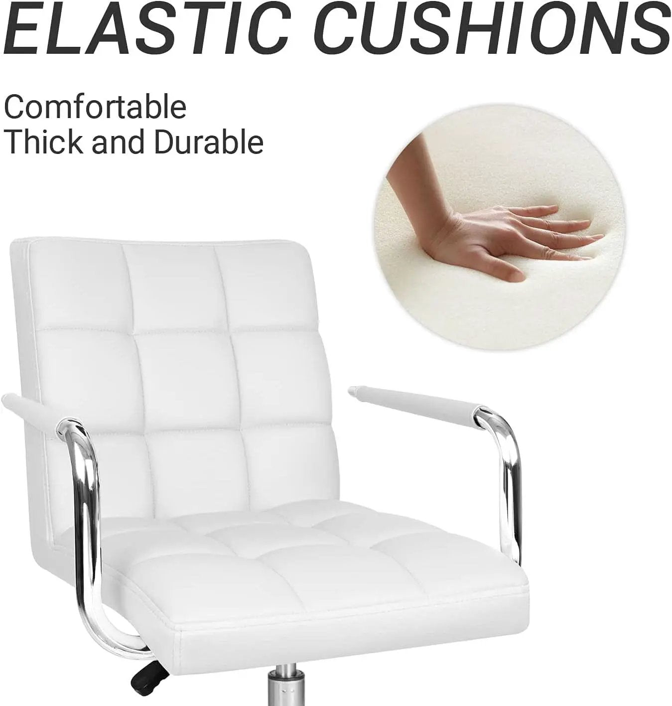 White Mid Back Office Task Chair With Adjustable Height And 360 Degree Swivel from PriceLows™