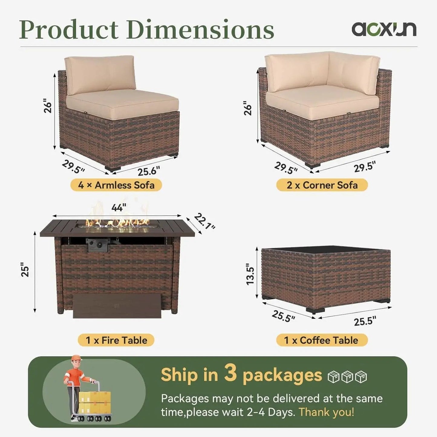 Eight Piece Outdoor Patio Furniture Set with Fire Pit from PriceLows™