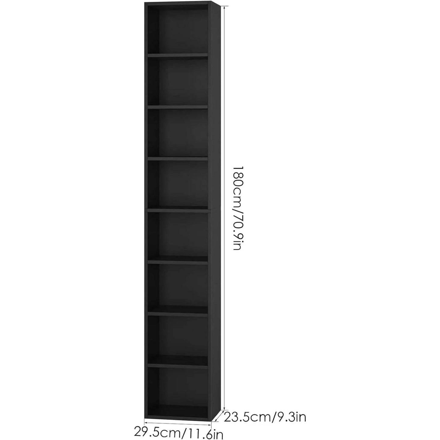8 Tier Media Tower Rack With Adjustable Shelves Black 70 Inch Tall from PriceLows™