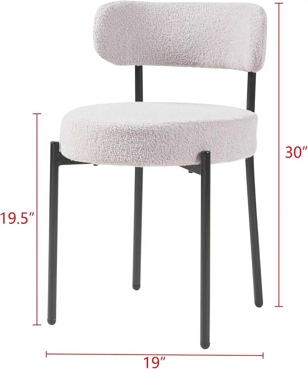 Round Upholstered Boucle Dining Chair Grey With Black Legs from PriceLows™