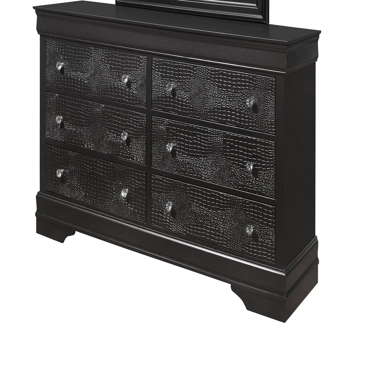 Shaker Crocodile Metallic Dresser | 2 Pieces | Solid Wood & Crystal | Bedroom