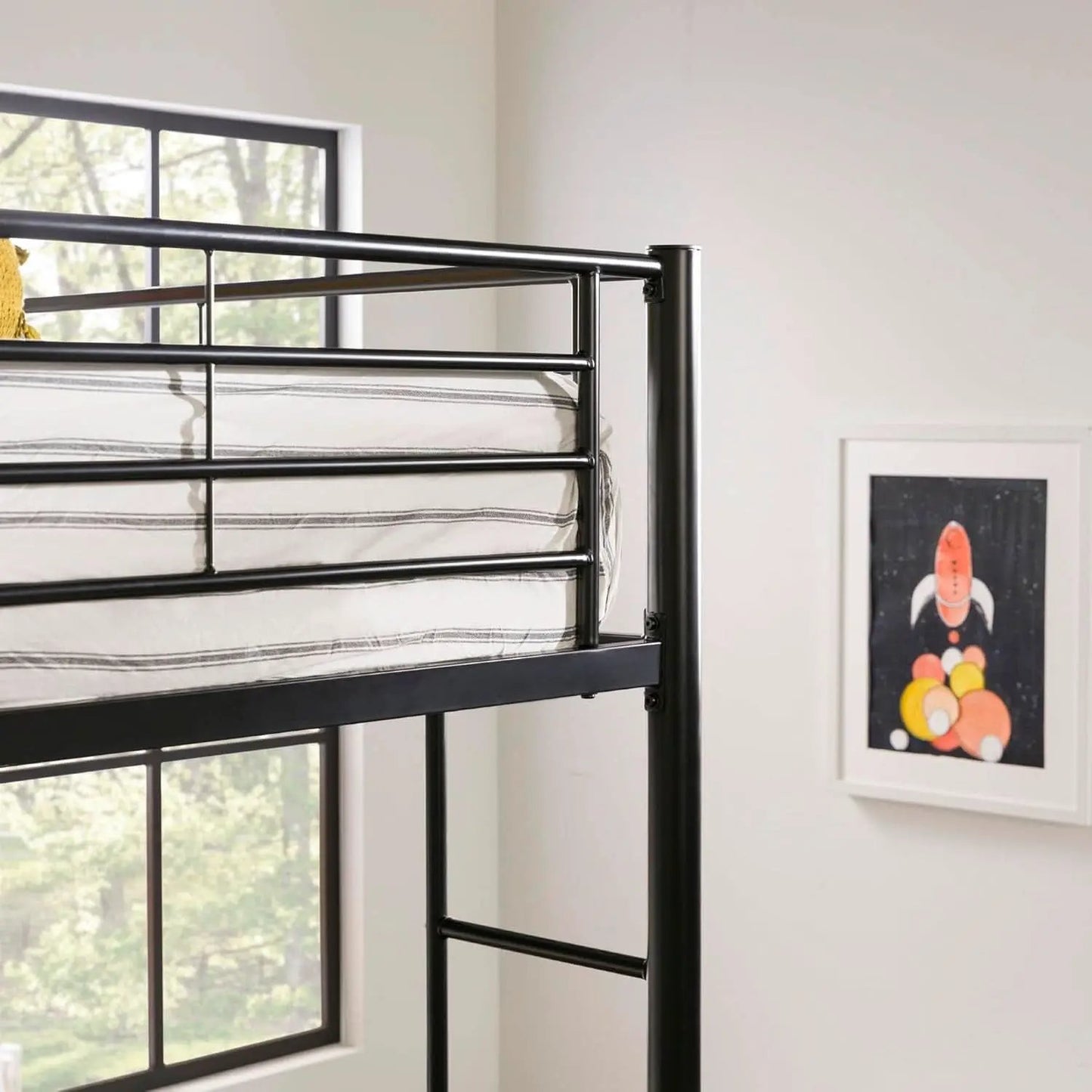 Urban Industrial Metal Double Loft Bunk Bed Full Black from PriceLows™