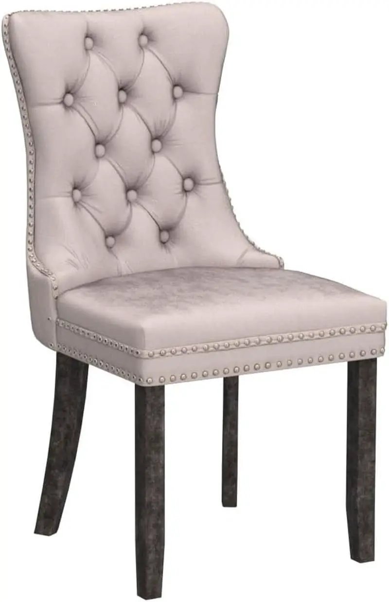 Velvet Wingback Dining Chairs Set Of 4 Beige Tufted from PriceLows™