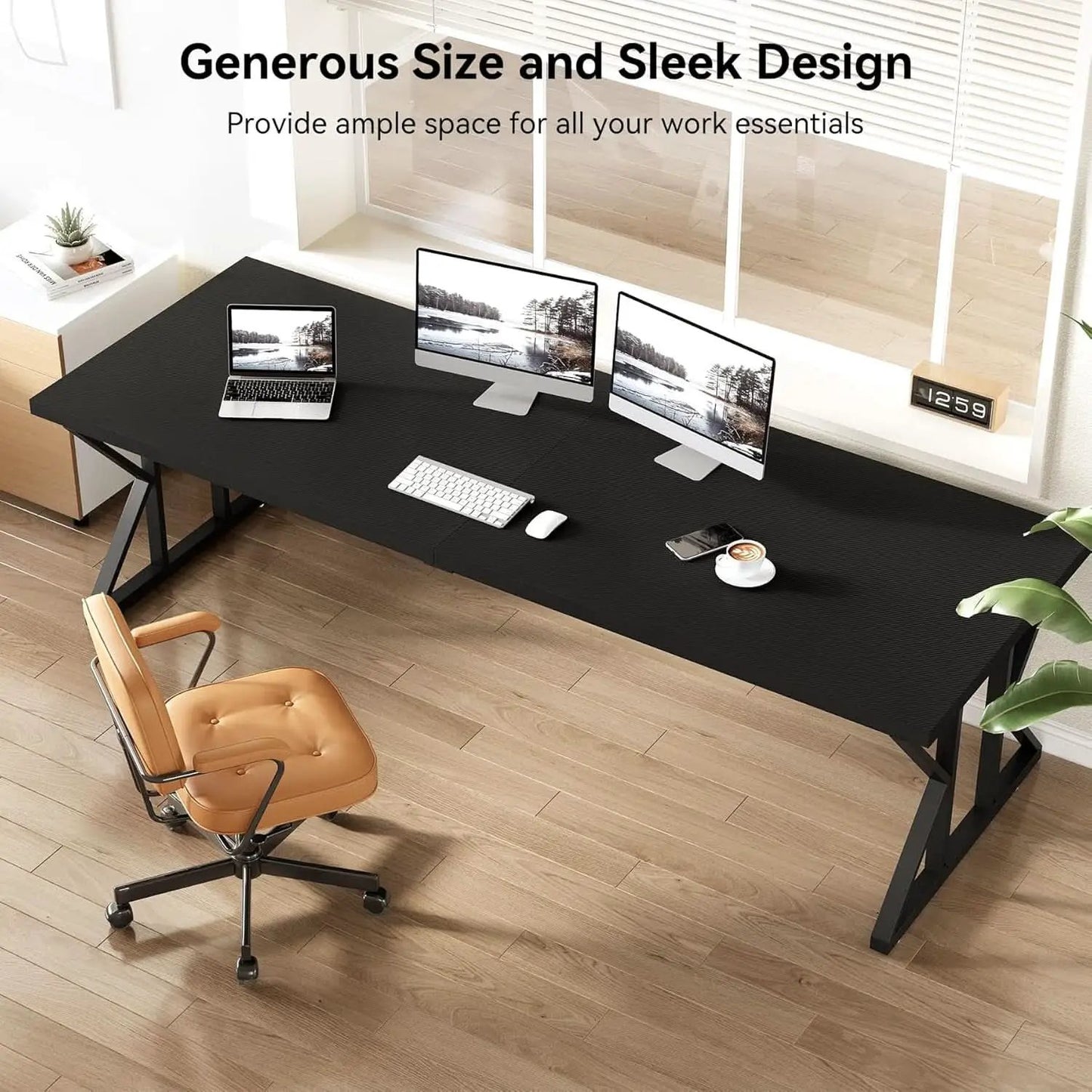 78.7 Inch Large Black Executive Desk Office Workstation from PriceLows™