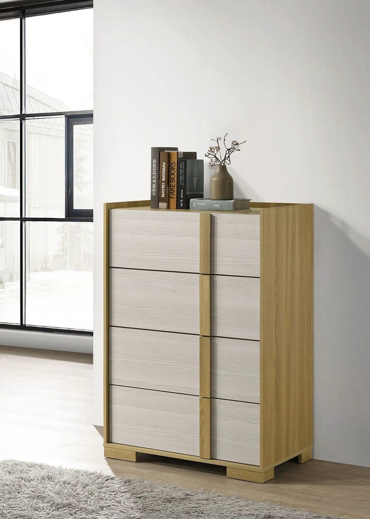Hyland 4-drawer Chest of Drawers | 31 x 17.25 x 44 in | Engineered Wood & Metal | Natural